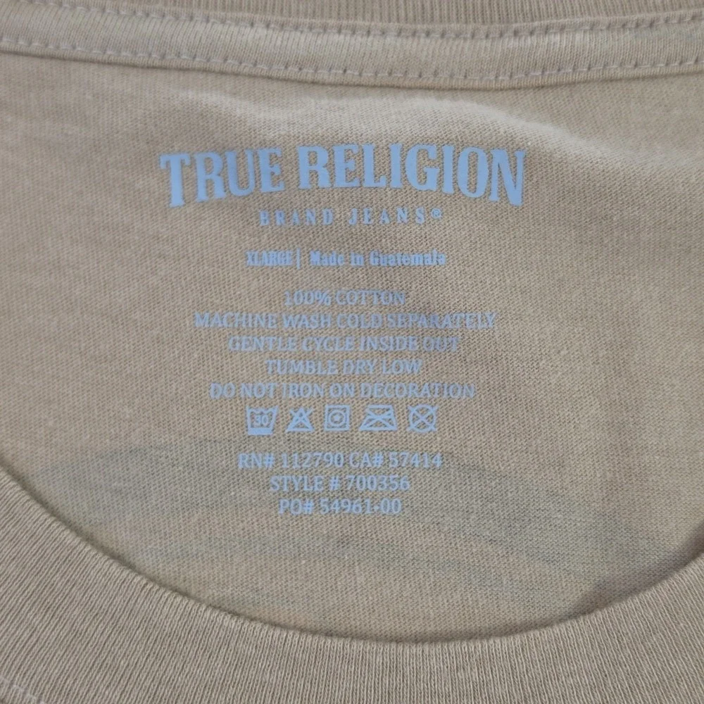 True Religion Men XL Horseshoe Logo T-Shirt Travertine Brown Graphic Tee NWT